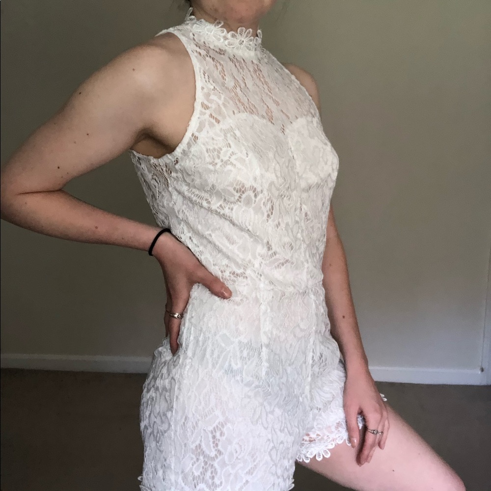 White lace floral romper